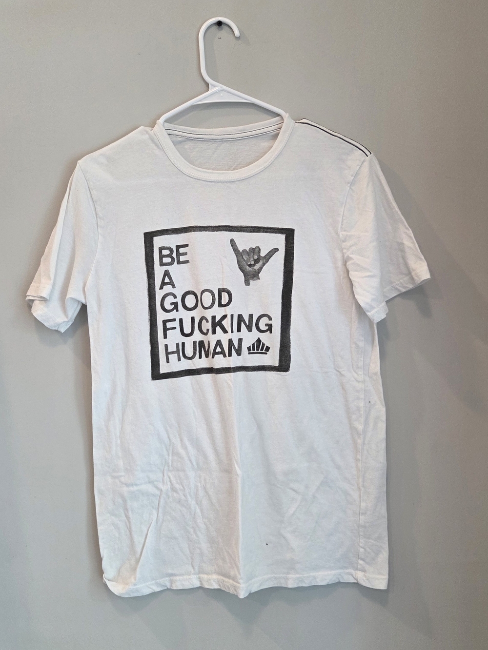 White Graphic Tee - "Be A Good Human"